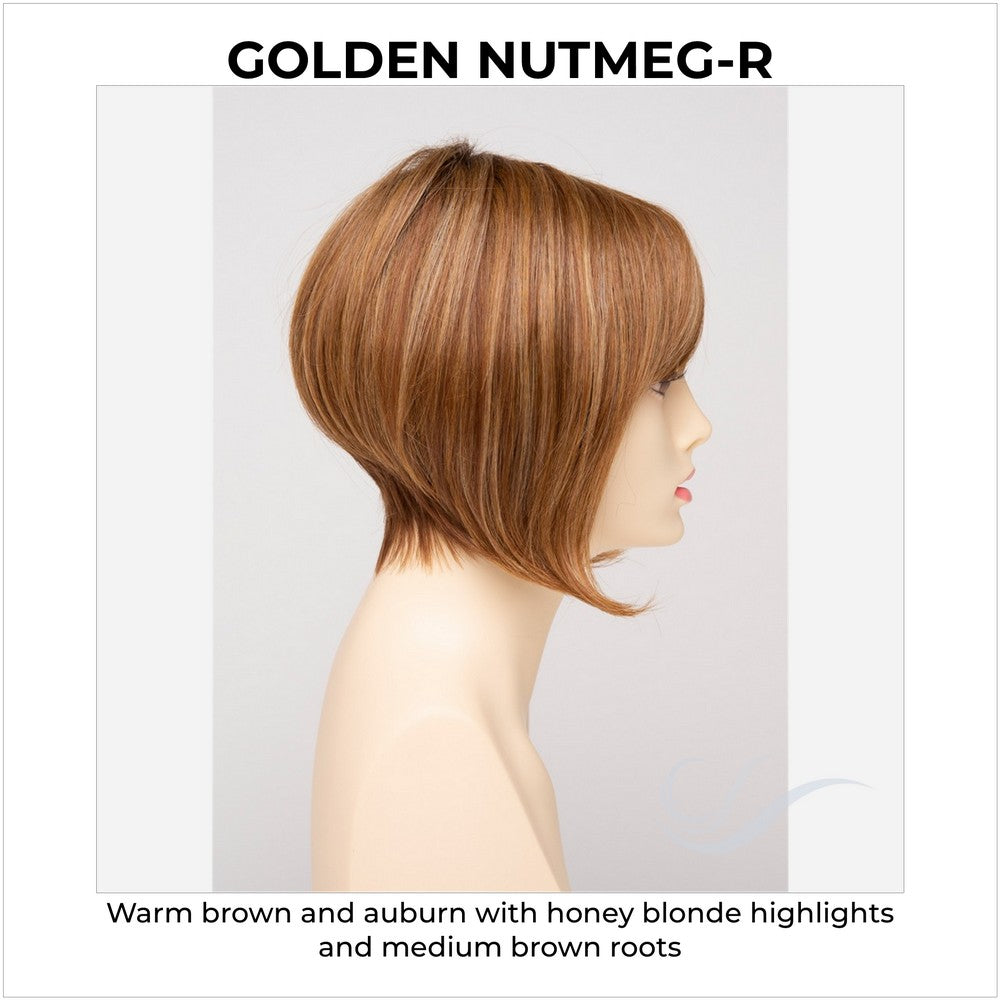 Yuri By Envy in Golden Nutmeg-R-Warm brown and auburn with honey blonde highlights and medium brown roots