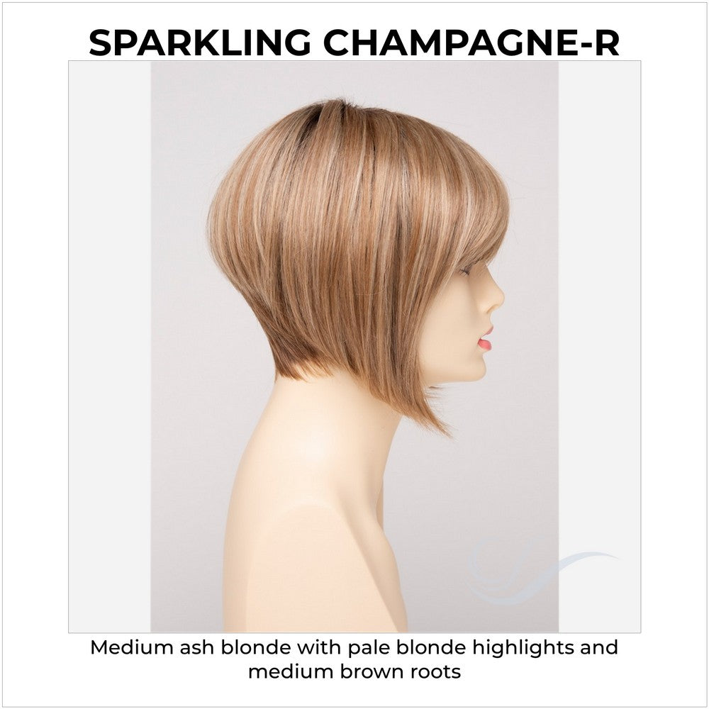Yuri By Envy in Sparkling Champagne-R-Medium ash blonde with pale blonde highlights and medium brown roots