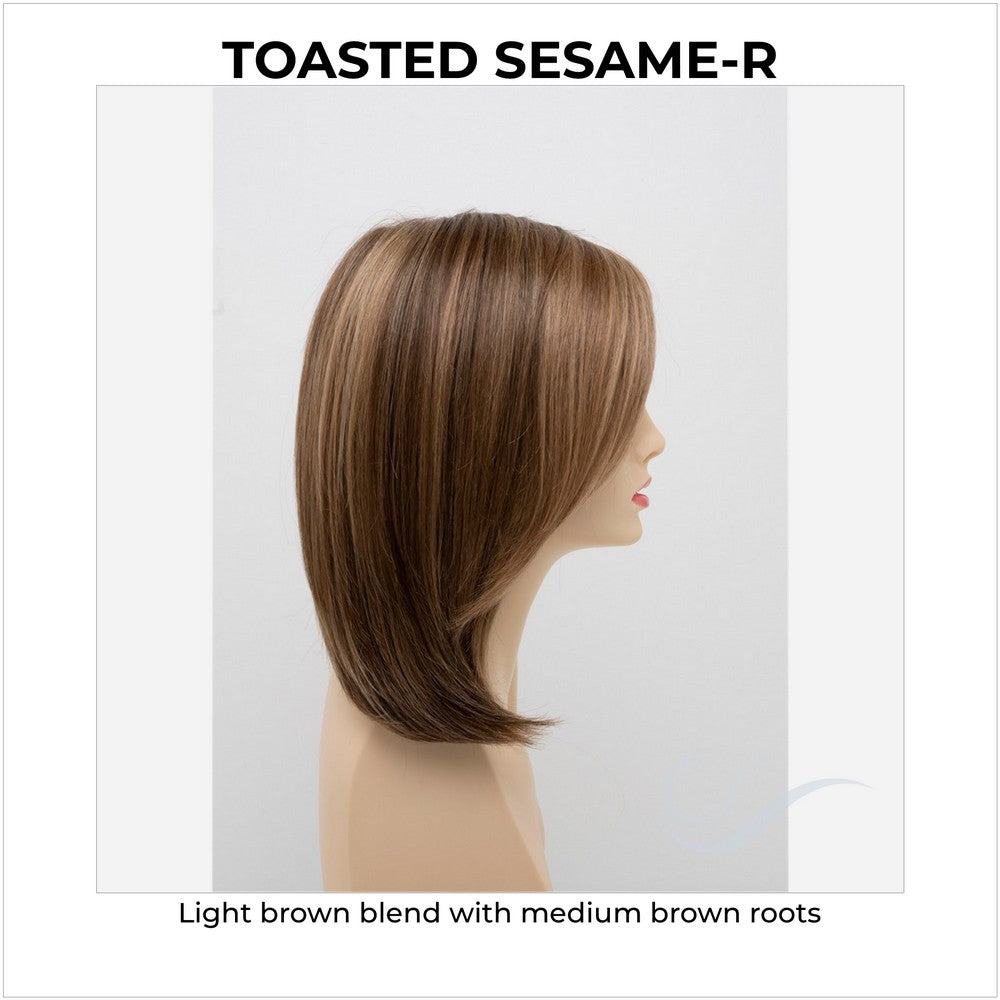 Zoey By Envy in Toasted Sesame-R-Light brown blend with medium brown roots