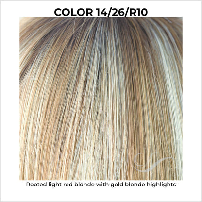 14/26/R10-Rooted light red blonde with gold blonde highlights