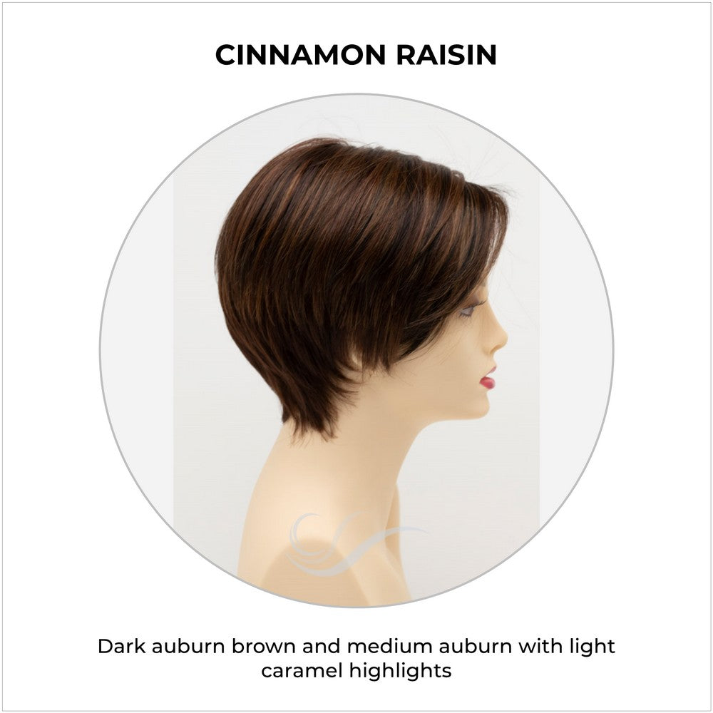Billie wig by Envy in Cinnamon Raisin-Dark auburn brown and medium auburn with light caramel highlights