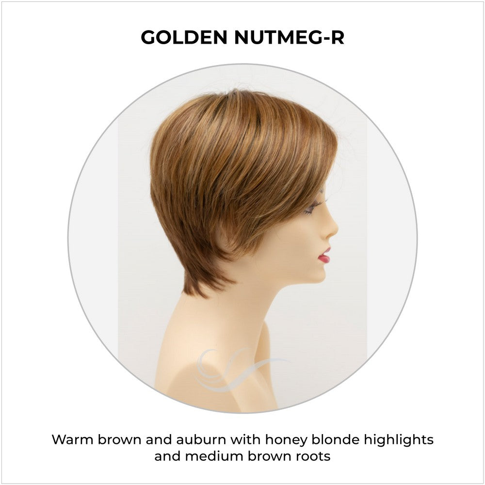 Billie wig by Envy in Golden Nutmeg-R-Warm brown and auburn with honey blonde highlights and medium brown roots