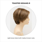 Load image into Gallery viewer, Billie wig by Envy in Toasted Sesame-R-Light brown blend with medium brown roots

