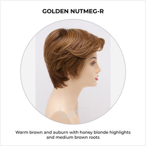 Paula wig by Envy in Golden Nutmeg-R-Warm brown and auburn with honey blonde highlights and medium brown roots