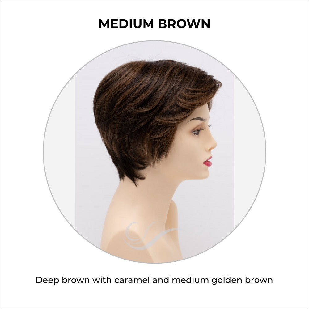 Paula wig by Envy in Medium Brown-Deep brown with caramel and medium golden brown
