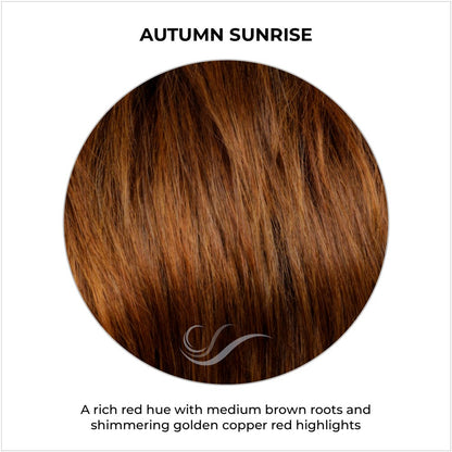Autumn Sunrise -A rich red hue with medium brown roots and shimmering golden copper red highlights