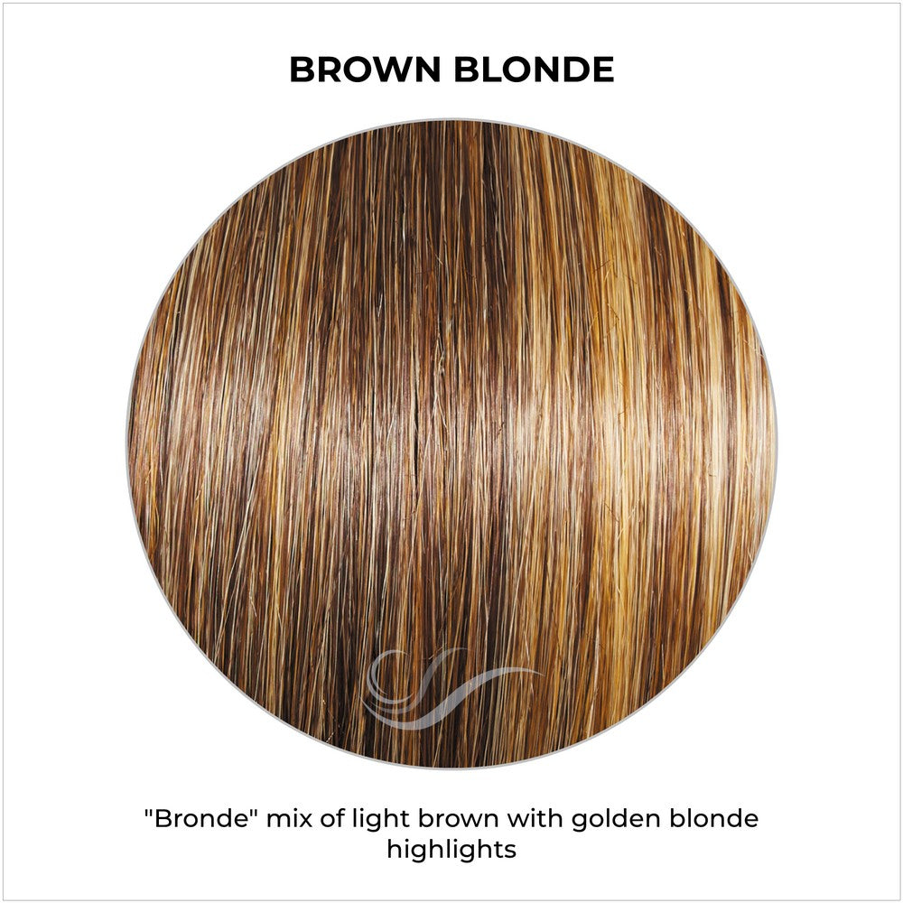 Brown Blonde-"Bronde" mix of light brown with golden blonde highlights