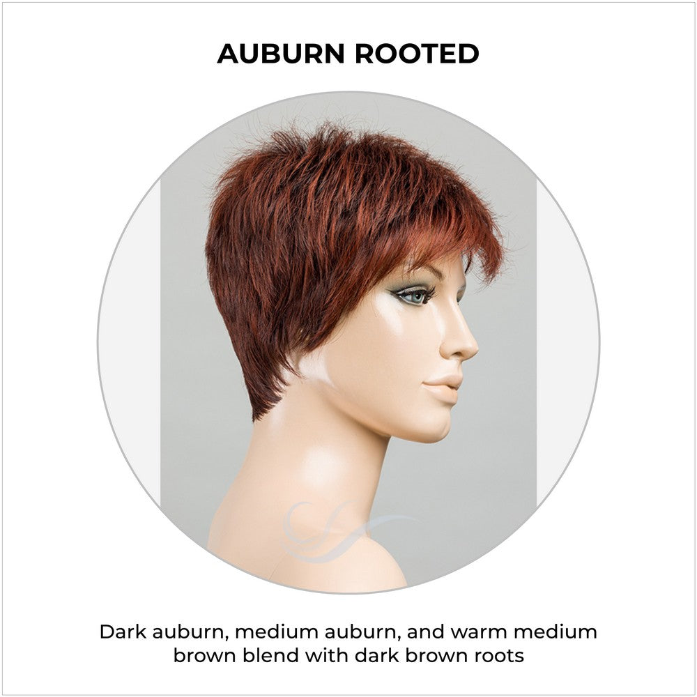 Chat by Ellen Wille in Auburn Rooted-Dark auburn, medium auburn, and warm medium brown blend with dark brown roots