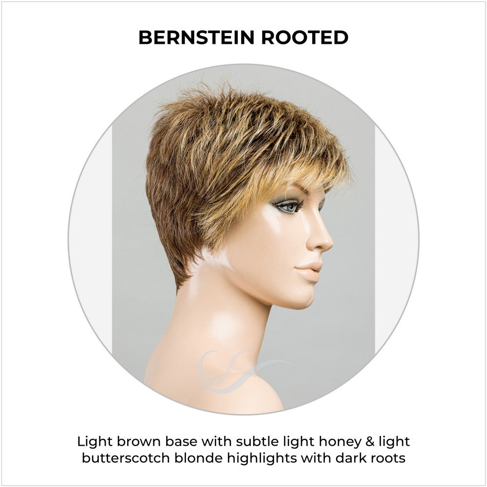 Chat by Ellen Wille in Bernstein Rooted-Light brown base with subtle light honey & light butterscotch blonde highlights with dark roots