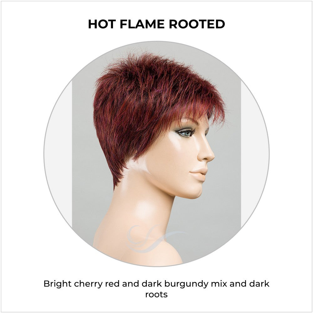 Chat by Ellen Wille in Hot Flame Rooted-Bright cherry red and dark burgundy mix and dark roots
