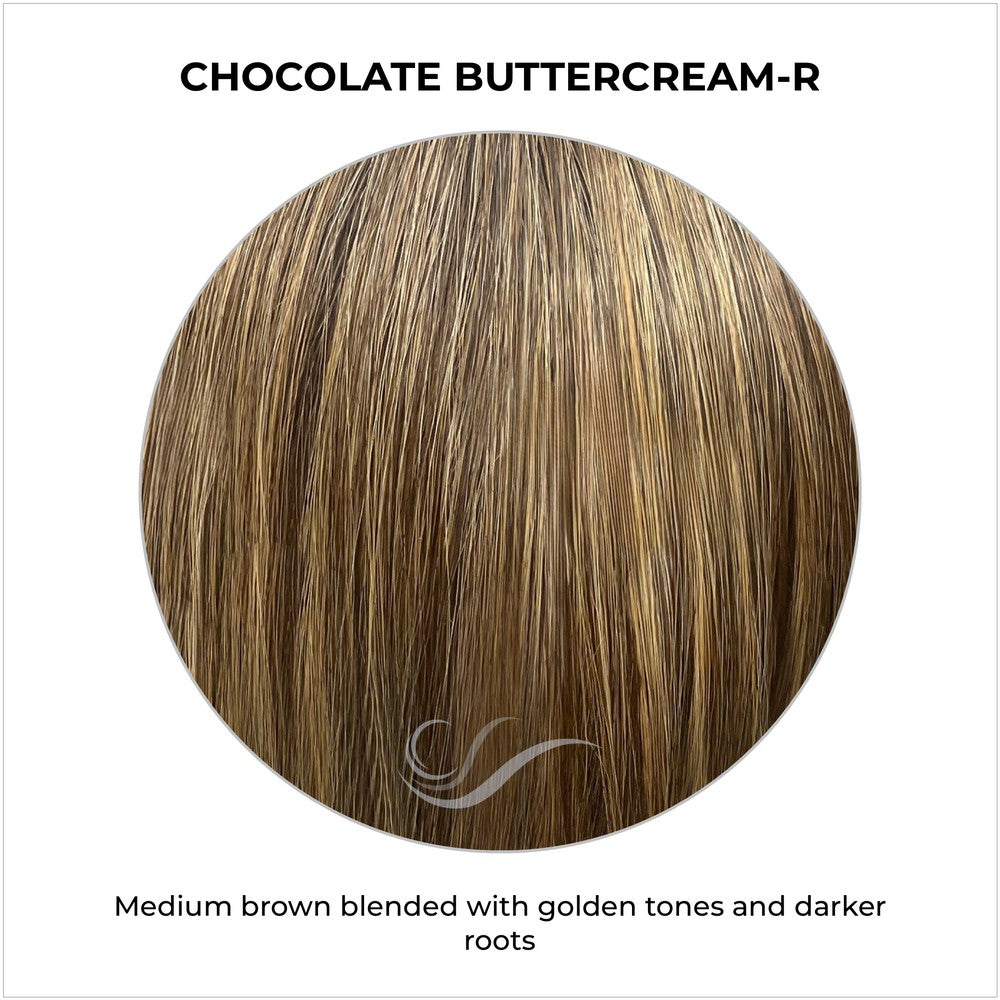 Chocolate Buttercream-R-Medium brown blended with golden tones and darker roots