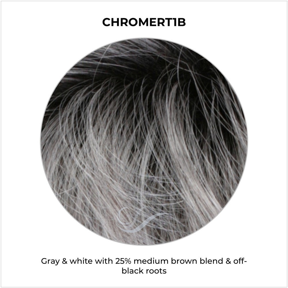 CHROMERT1B-Gray & white with 25% medium brown blend & off-black roots