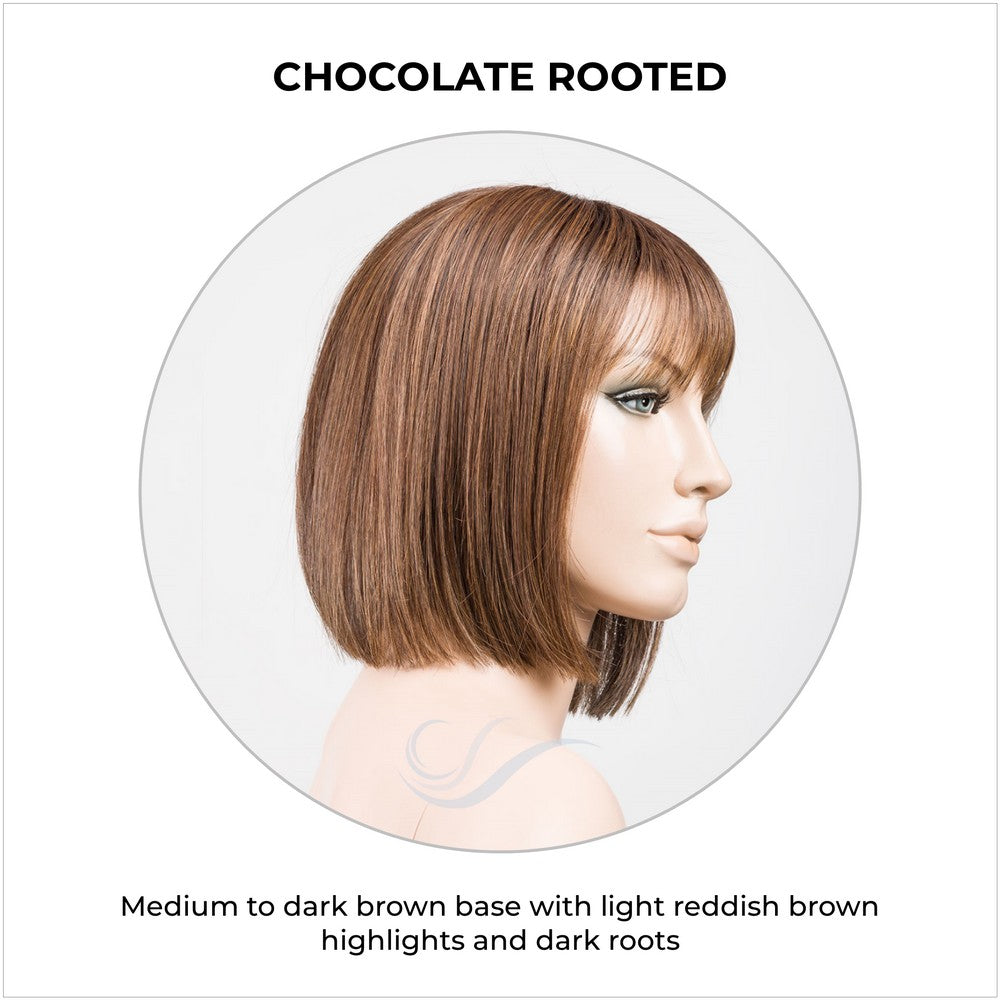 Cleo wig by Ellen Wille in Chocolate Rooted-Medium to dark brown base with light reddish brown highlights and dark roots