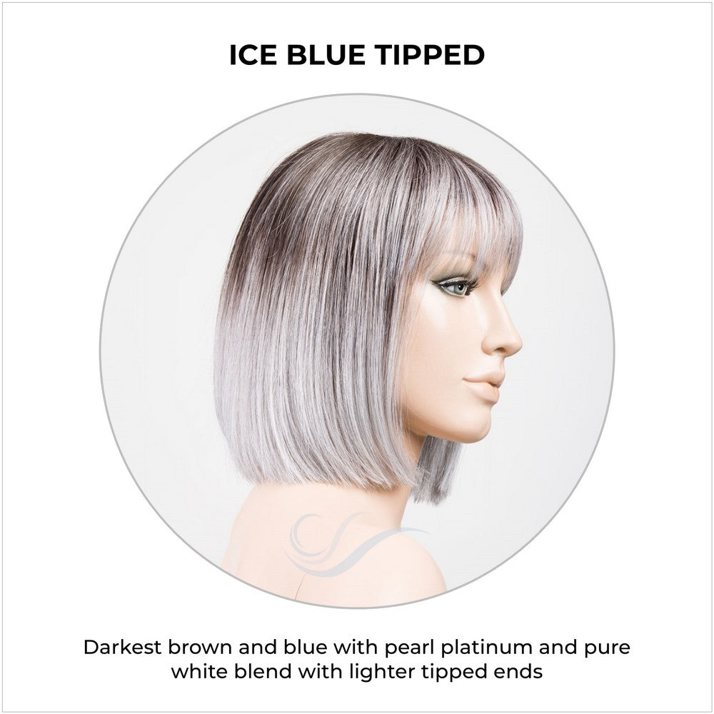 Cleo wig by Ellen Wille in Ice Blue Tipped-Darkest brown and blue with pearl platinum and pure white blend with lighter tipped ends