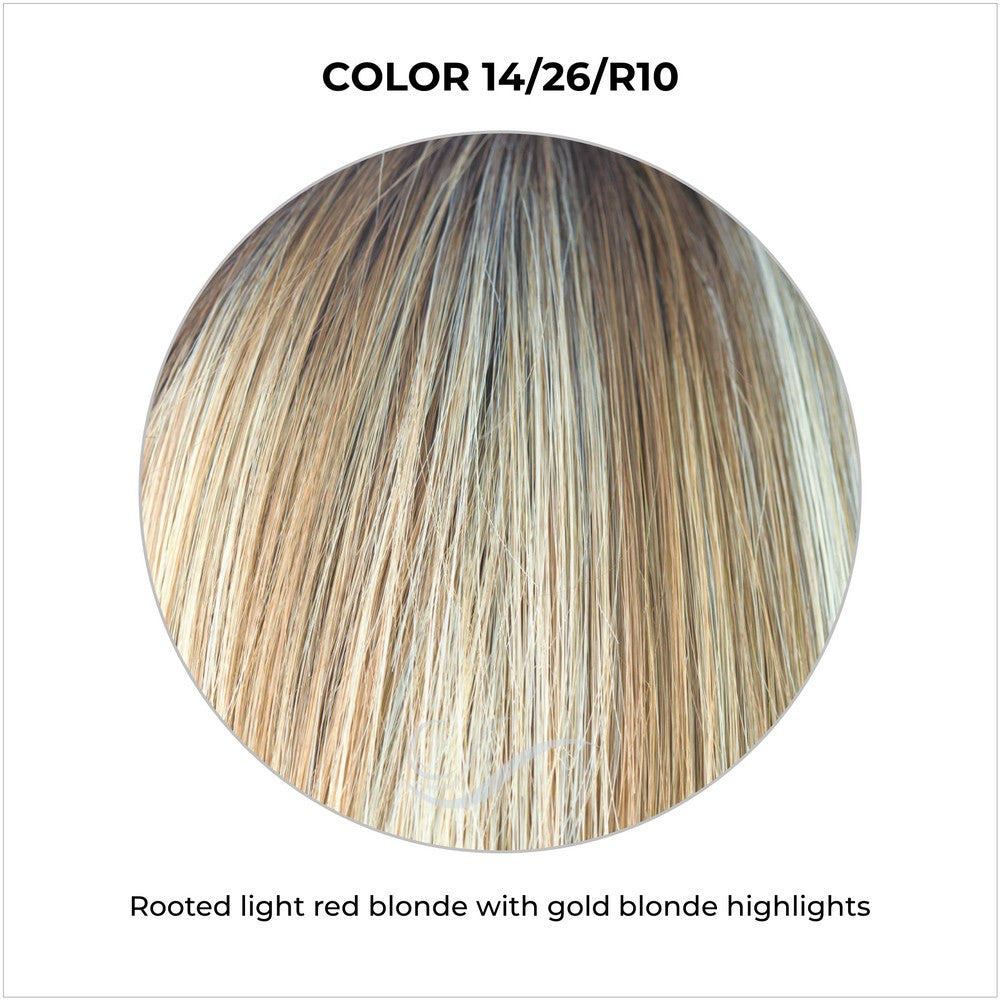 14/26/R10-Rooted light red blonde with gold blonde highlights