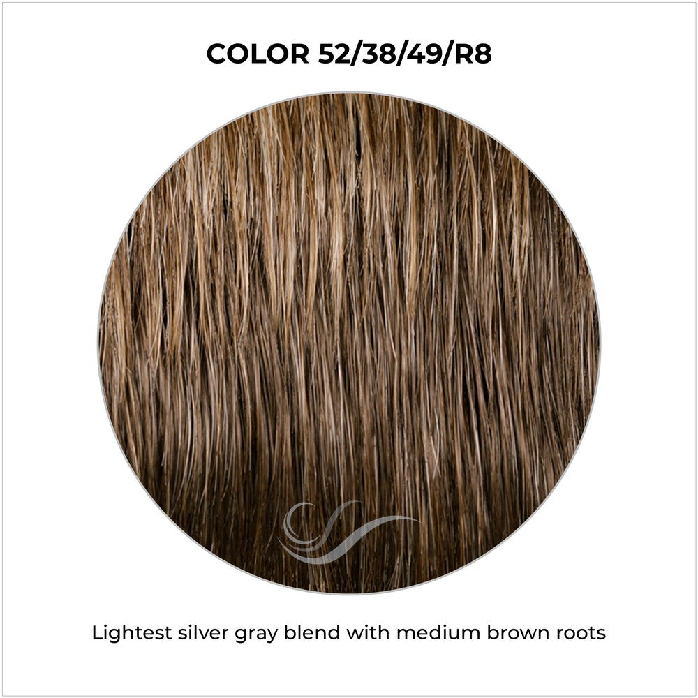 EL-52/38/49/R8-Lightest silver gray blend with medium brown roots