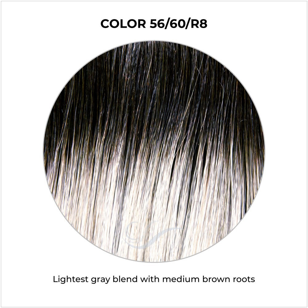 56/60/R8-Lightest gray blend with medium brown roots