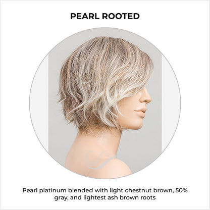 Cookie by Ellen Wille wig in Pearl Rooted-Pearl platinum blended with light chestnut brown, 50% gray, and lightest ash brown roots