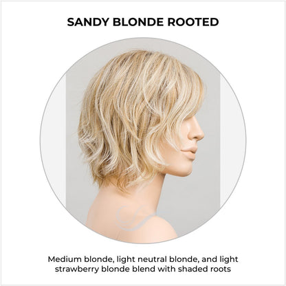 Cookie by Ellen Wille wig in Sandy Blonde Rooted-Medium blonde, light neutral blonde, and light strawberry blonde blend with shaded roots