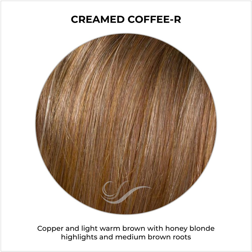 Creamed Coffee-R-Copper and light warm brown with honey blonde highlights and medium brown roots