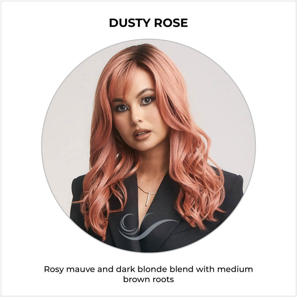 Dusty Rose-Rosy mauve and dark blonde blend with medium brown roots