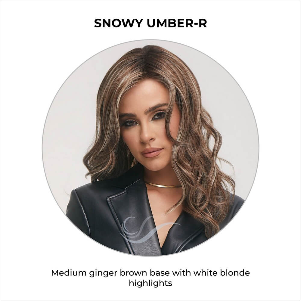 Snowy Umber-R-Medium ginger brown base with white blonde highlights