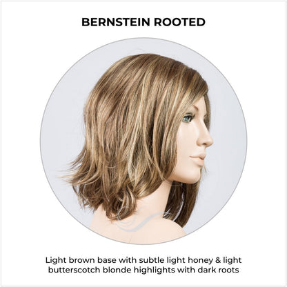 Destiny wig by Ellen Wille in Bernstein Rooted-Light brown base with subtle light honey & light butterscotch blonde highlights with dark roots