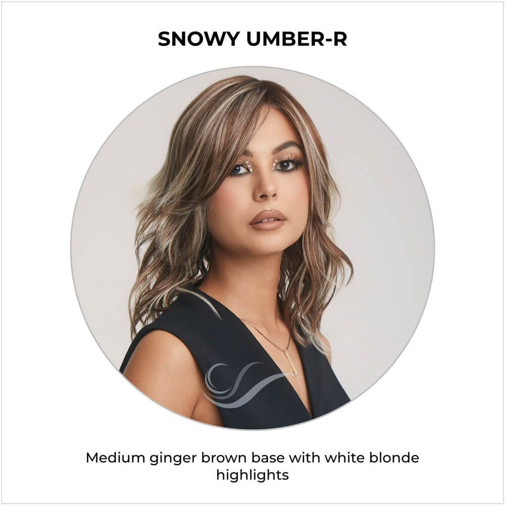 Snowy Umber-R-Medium ginger brown base with white blonde highlights