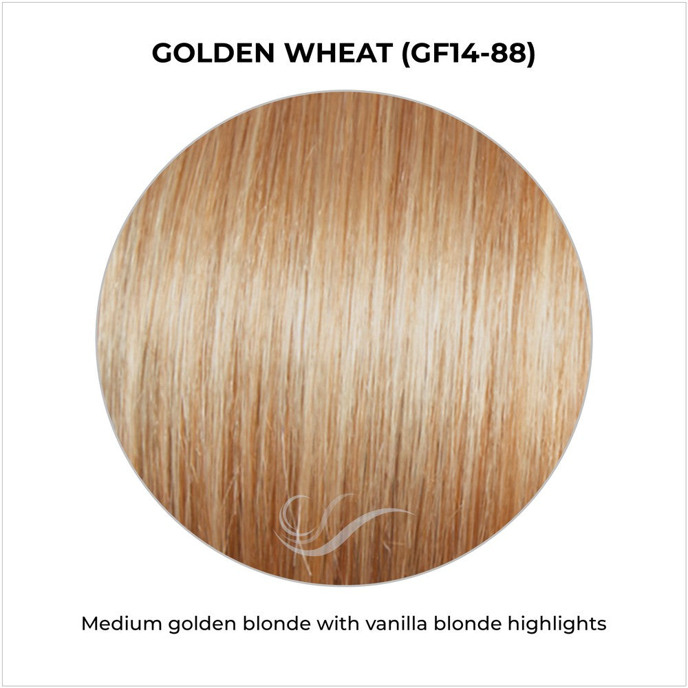 Golden Wheat (GF14-88)-Medium golden blonde with vanilla blonde highlights