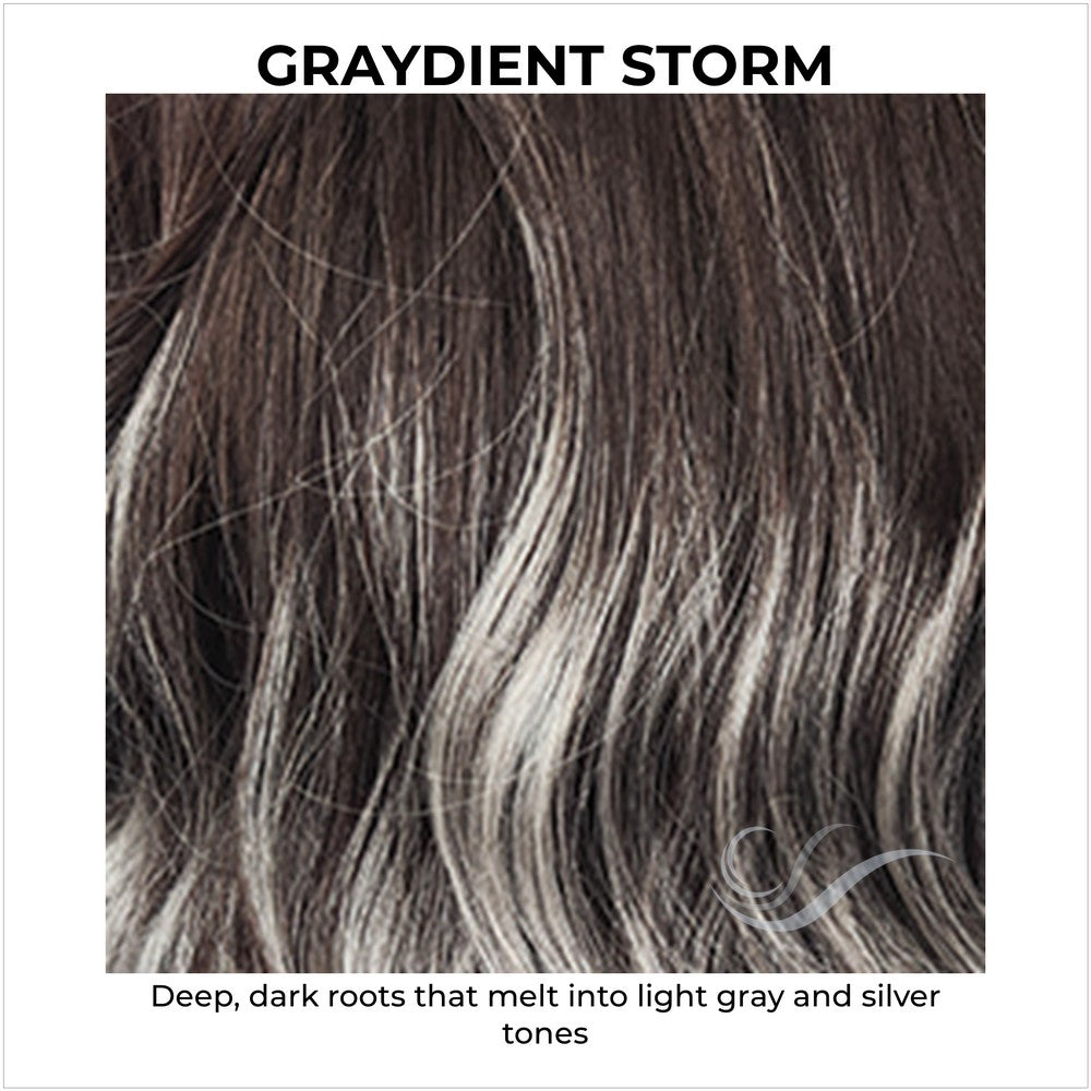 GRAYDIENT STORM-Deep, dark roots that melt into light gray and silver tones