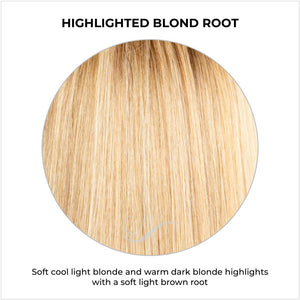 Highlighted Blond Root-Soft cool light blonde and warm dark blonde highlights with a soft light brown root