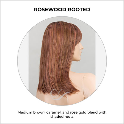 Jacky by Ellen Wille Wig in Rosewood Rooted-Medium brown, caramel, and rose gold blend with shaded roots