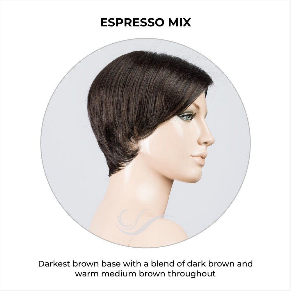 Jump wig by Ellen Wille in Espresso Mix-Darkest brown base with a blend of dark brown and warm medium brown throughout 