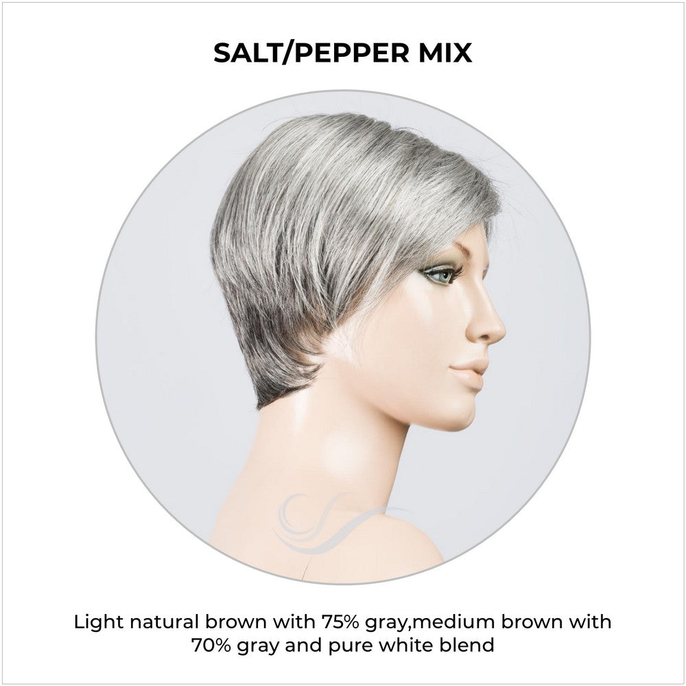 Jump wig by Ellen Wille in Salt/Pepper Mix-Light natural brown with 75% gray,medium brown with 70% gray and pure white blend