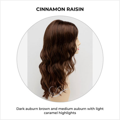 Maya wig by Envy in Cinnamon Raisin-Dark auburn brown and medium auburn with light caramel highlights