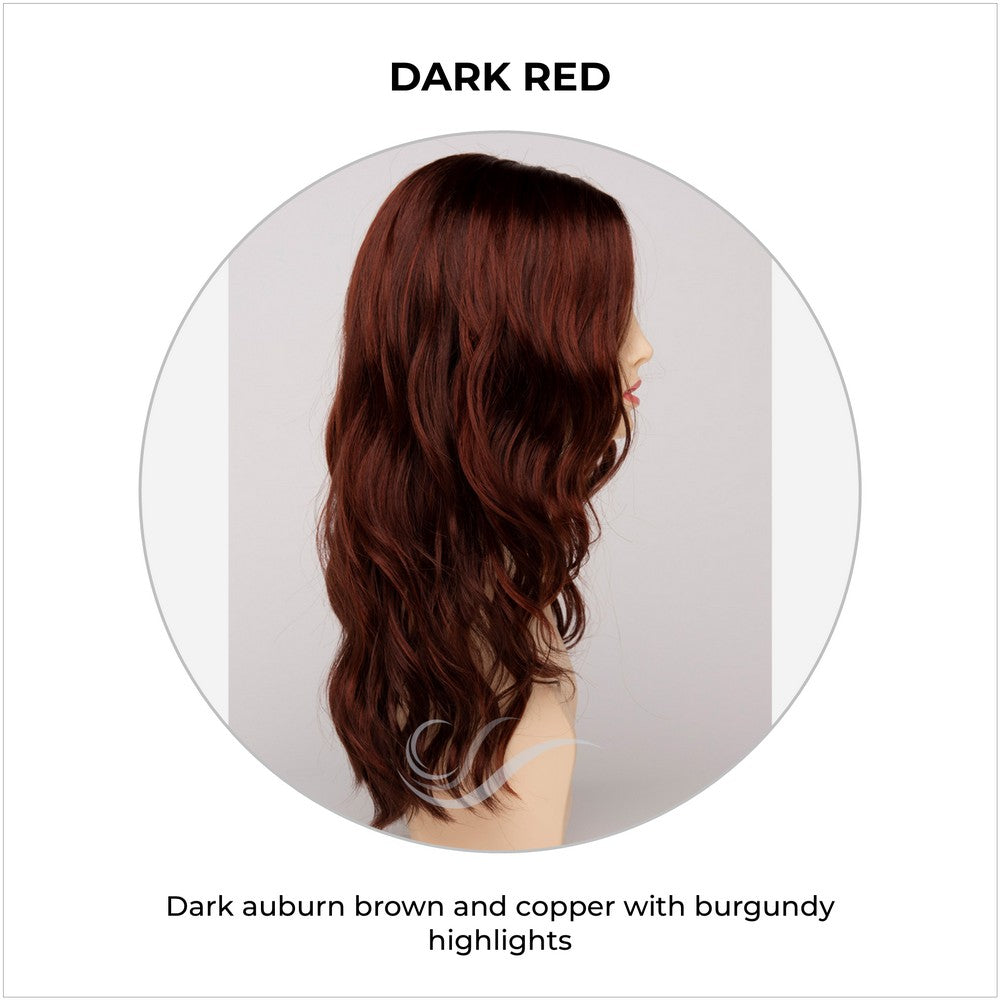 Maya wig by Envy in Dark Red-Dark auburn brown and copper with burgundy highlights