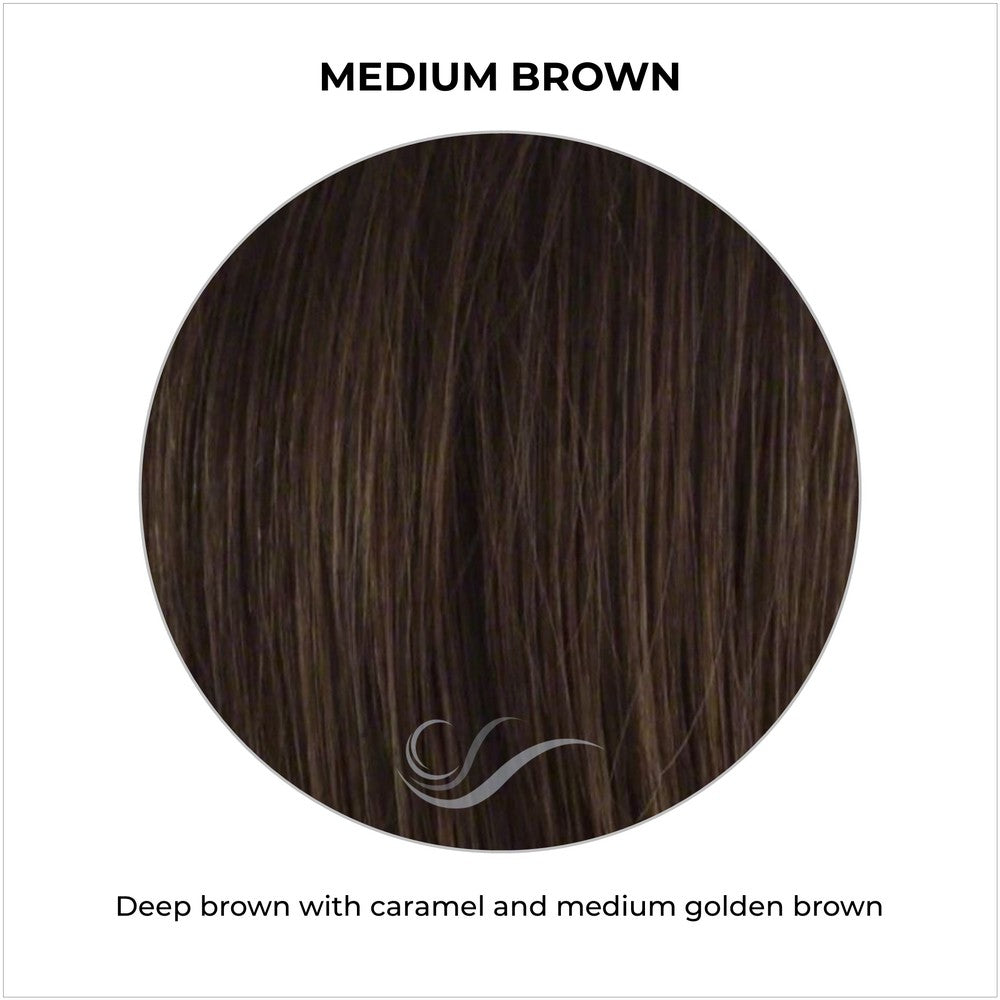 Medium Brown-Deep brown with caramel and medium golden brown