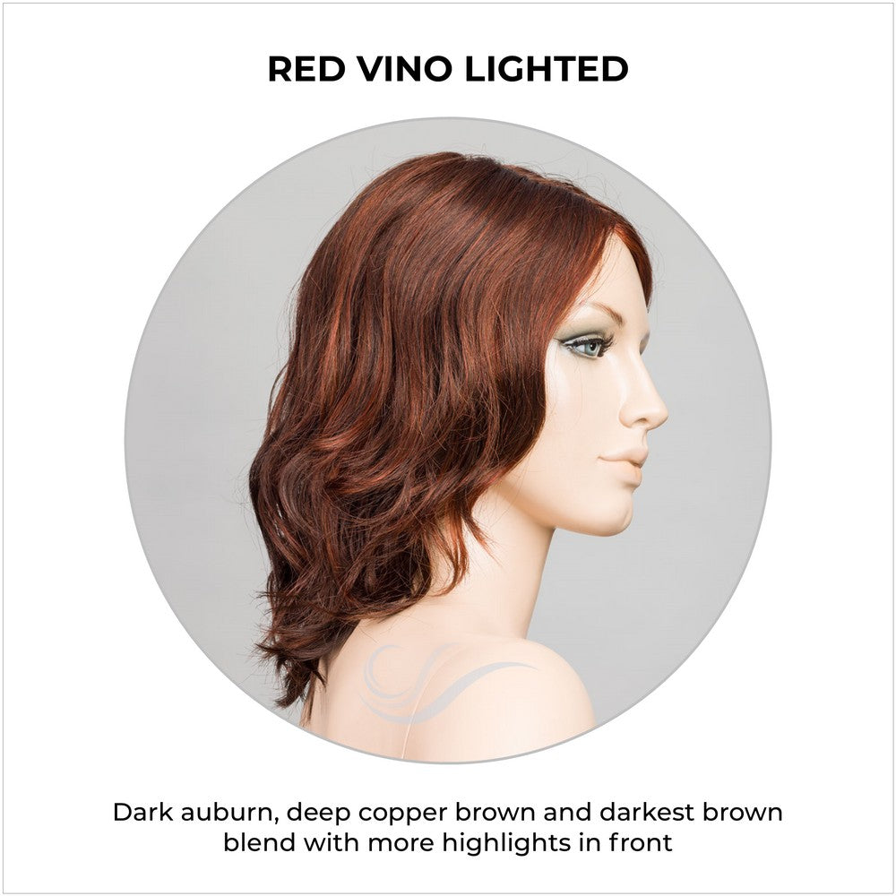 Mila by Ellen Wille in Red Vino Lighted-Dark auburn, deep copper brown and darkest brown blend with more highlights in front
