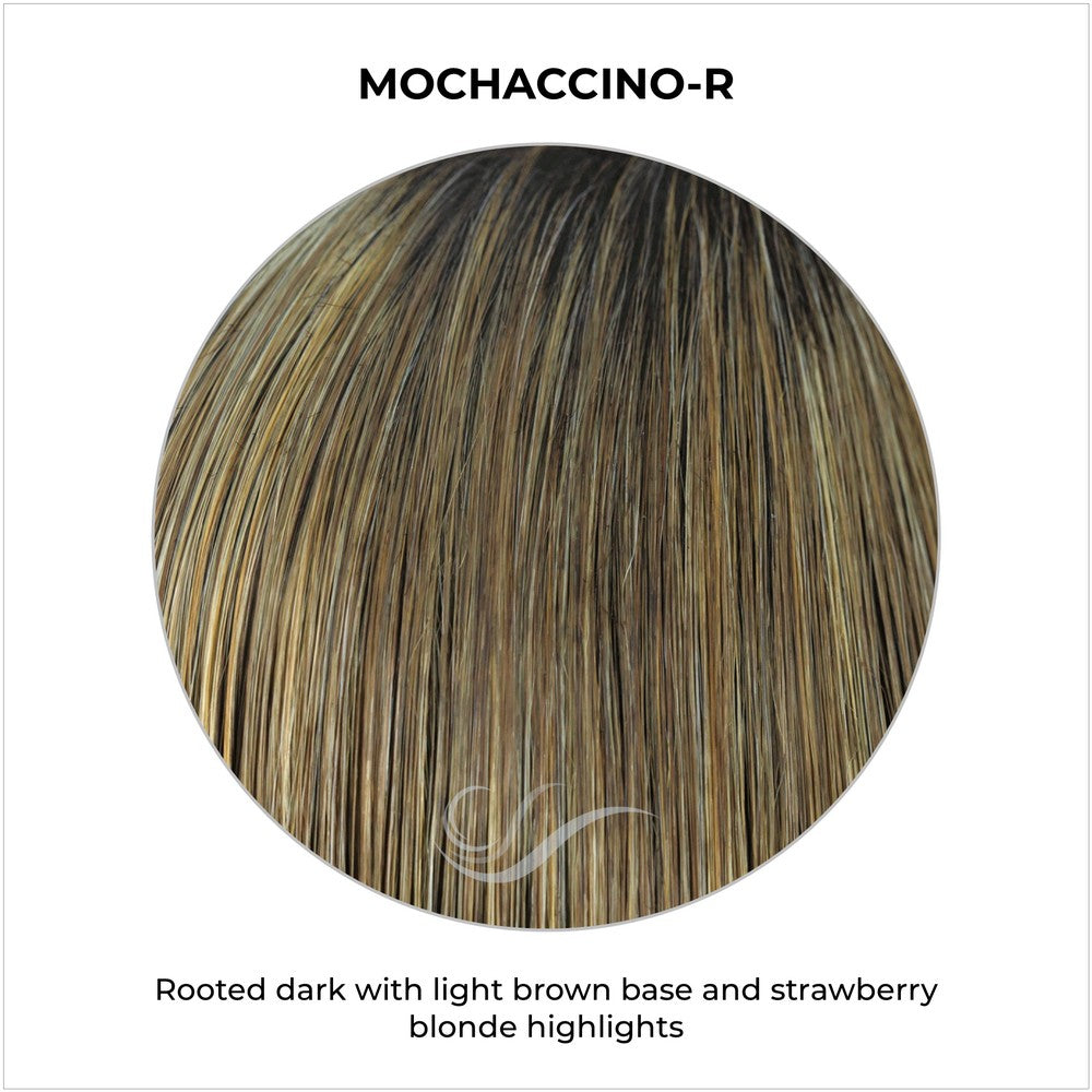 Mochaccino-R-Rooted dark with light brown base and strawberry blonde highlights