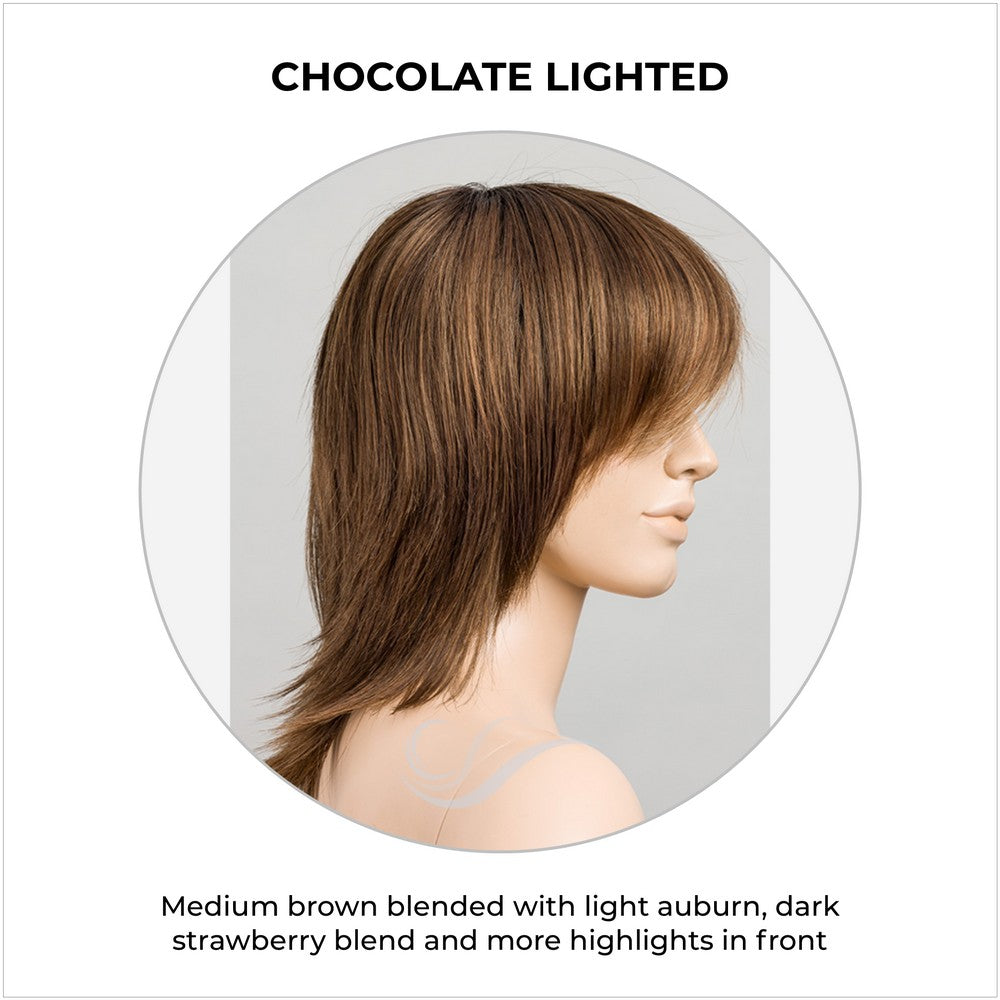 Rainbow by Ellen Wille in Chocolate Lighted-Medium brown blended with light auburn, dark strawberry blend and more highlights in front
