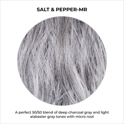 Salt & Pepper-MR-A perfect 50/50 blend of deep charcoal gray and light alabaster gray tones with micro root