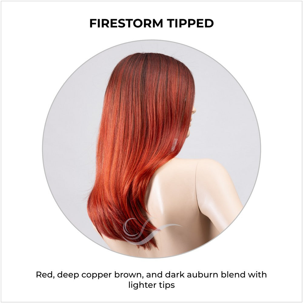 Savelli by Ellen Wille in Firestorm Tipped-Red, deep copper brown, and dark auburn blend with lighter tips