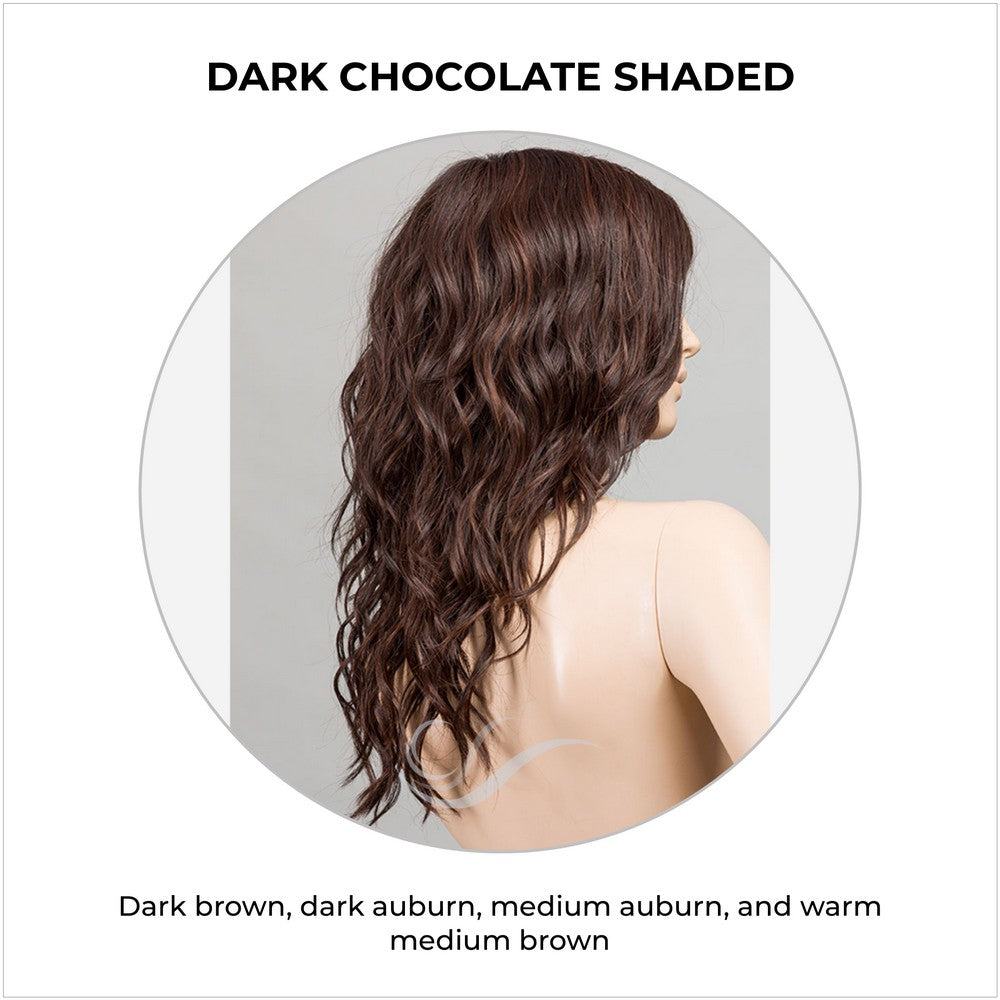Serena by Ellen Wille in Dark Chocolate Shaded-Dark brown, dark auburn, medium auburn, and warm medium brown