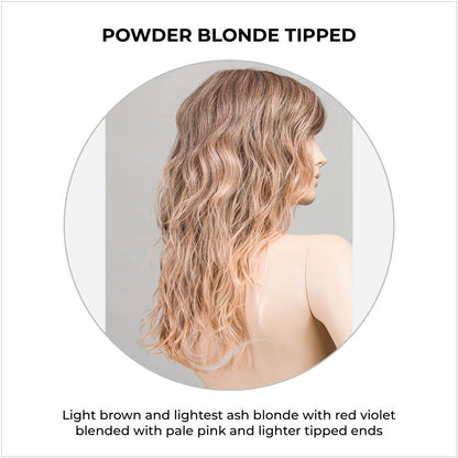 Serena by Ellen Wille in Powder Blonde Tipped-Light brown and lightest ash blonde with red violet blended with pale pink and lighter tipped ends