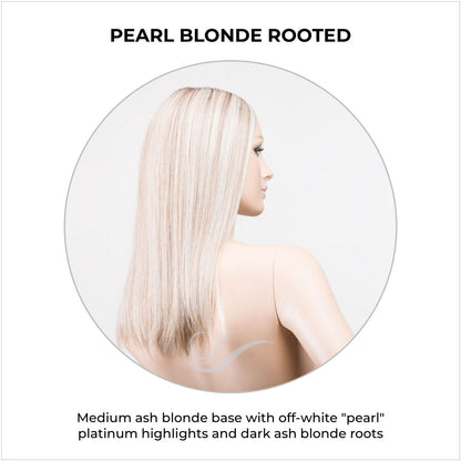 Sleek wig by Ellen Wille in Pearl Blonde Rooted-Medium ash blonde base with off-white "pearl" platinum highlights and dark ash blonde roots