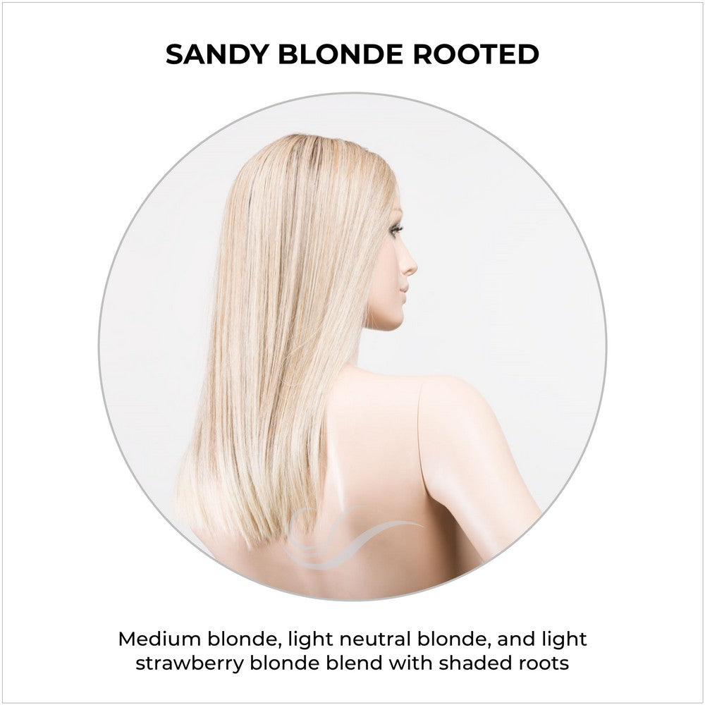 Sleek wig by Ellen Wille in Sandy Blonde Rooted-Medium blonde, light neutral blonde, and light strawberry blonde blend with shaded roots