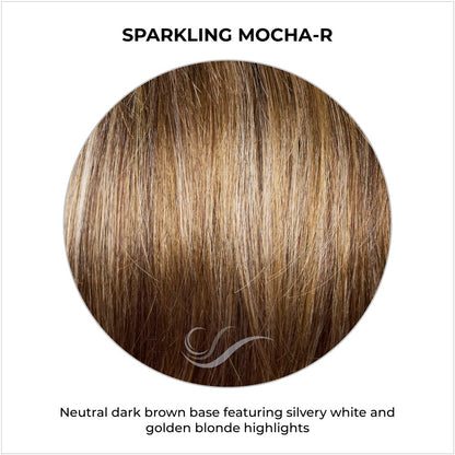 Sparkling Mocha-R-Neutral dark brown base featuring silvery white and golden blonde highlights