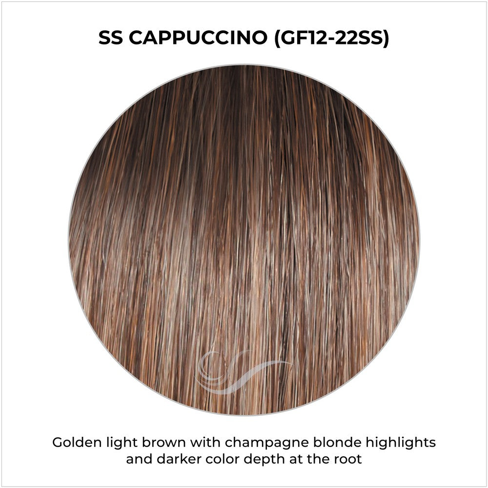 SS Cappuccino (GF12-22SS)-Golden light brown with champagne blonde highlights and darker color depth at the root