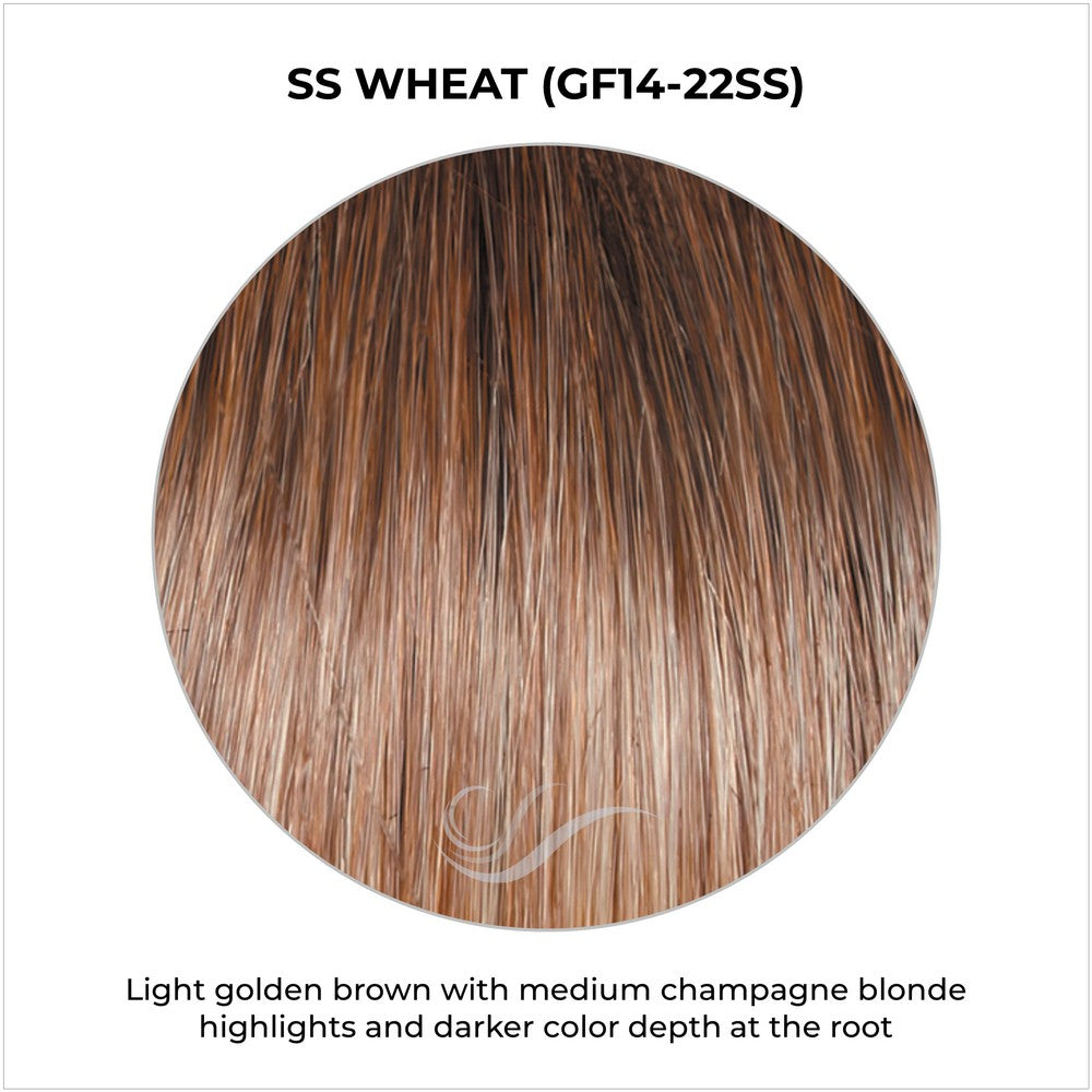 SS Wheat (GF14-22SS)-Light golden brown with medium champagne blonde highlights and darker color depth at the root