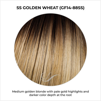 SS Golden Wheat (GF14-88SS)-Medium golden blonde with pale gold highlights and darker color depth at the root